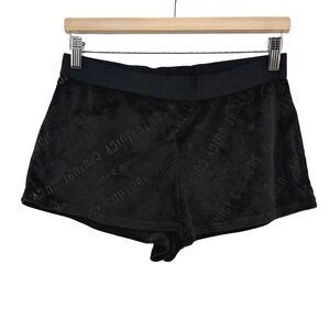 Juicy Couture Shorts Womens M Black Velour Sleepwear Embossed Logo Lounge Pajama